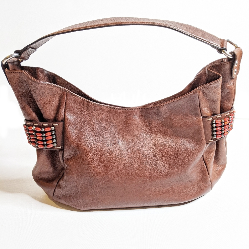 Donald J Pliner Leather Hobo bag with Bead Details